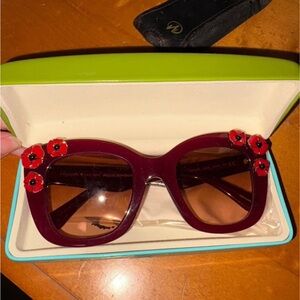 Elegant Floral Sunglasses - Burgundy